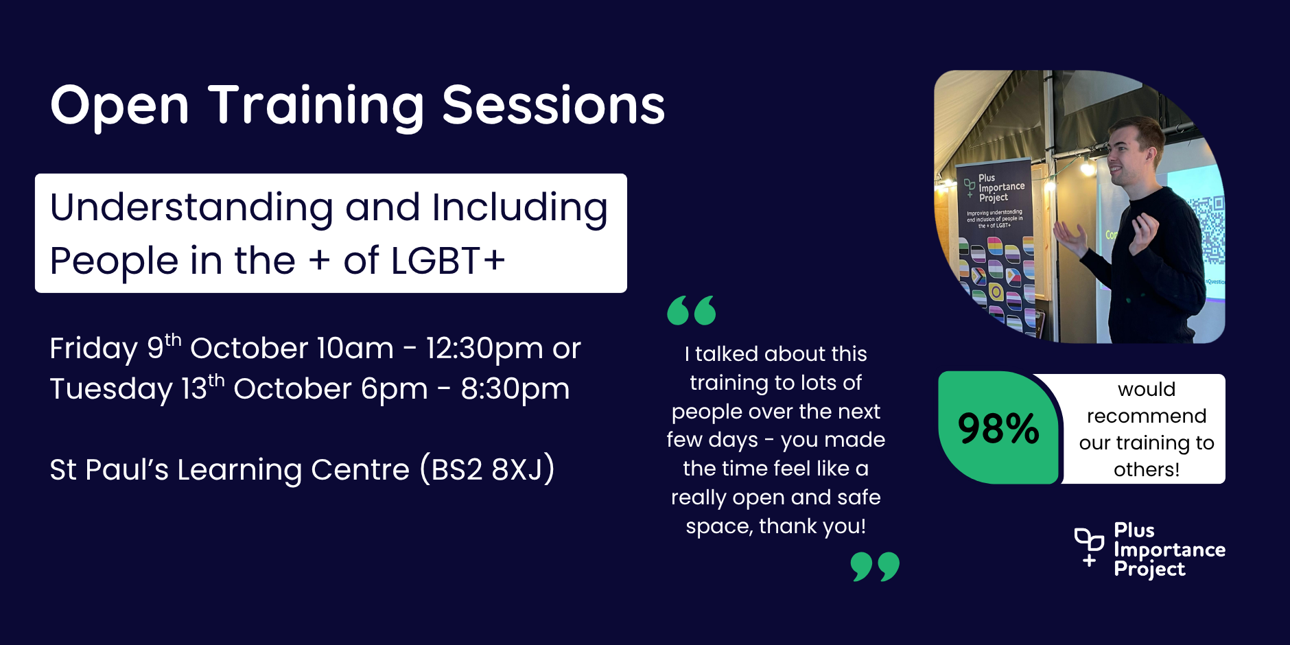 Understanding and Including People in the + of LGBT+: Open Training Session at St Pauls Learning Centre