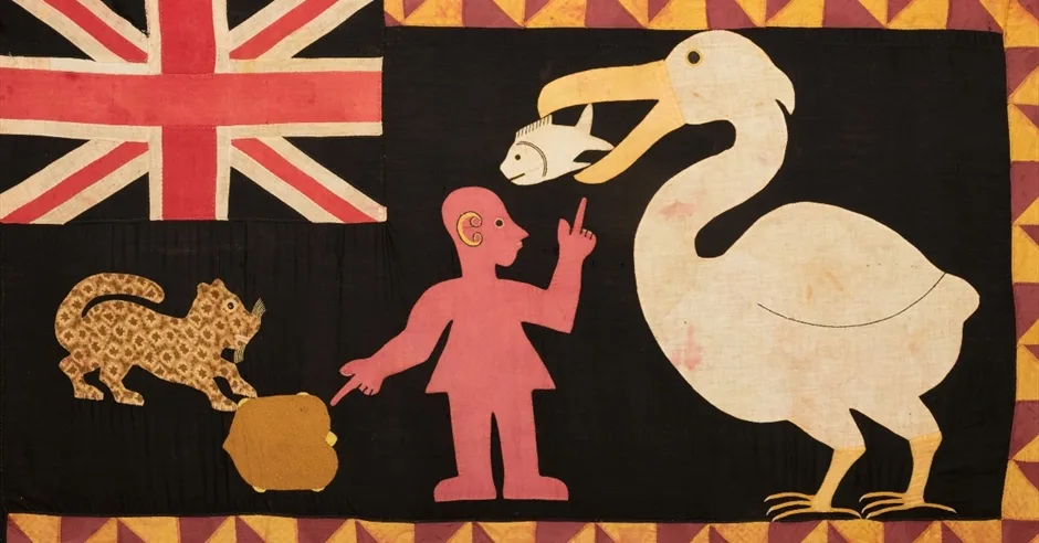 Journeys exhibition - Asafo flags from the Karun Thakar collection at Dyrham Park