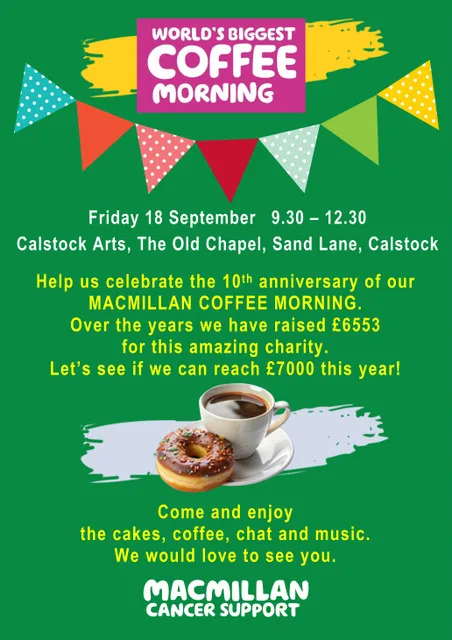 Macmillan Coffee Morning 2026 @ Calstock Arts