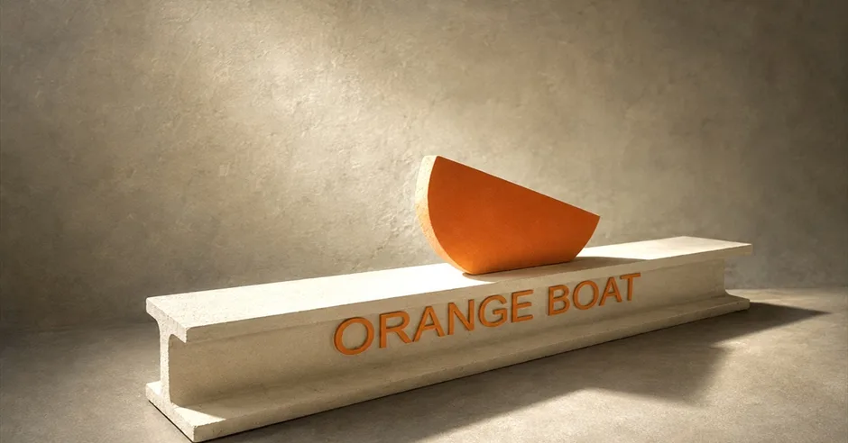 Orange Boat - Sculpture Exhibition at Green Park Studios at Bath