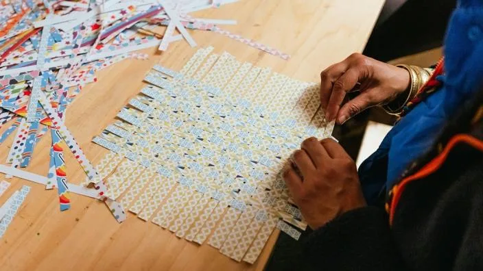 Paper Weaving workshop with Nilupa Yasmin at West Midlands