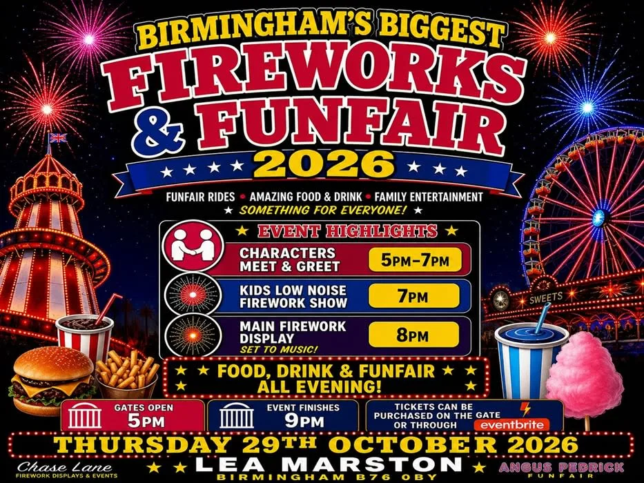 Birmingham’s Biggest Fireworks & Funfair 2026 at West Midlands