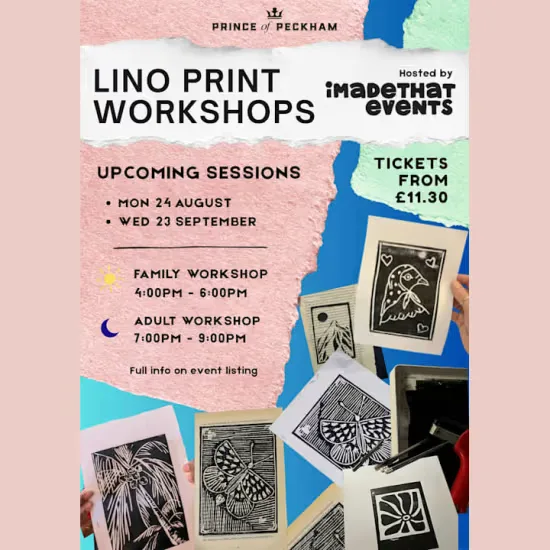 LINO PRINTING WORKSHOP at Prince of Peckham