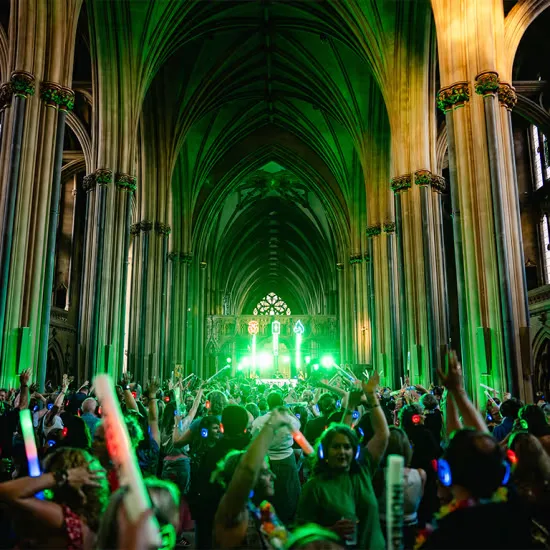 Sober Sunrise Silent Disco inside Manchester Cathedral at Manchester Cathedral