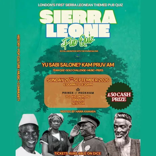 PRINCE OF PECKHAM PRESENTS: SIERRA LEONE PUB QUIZ EVENT.. PART1 at Prince of Peckham