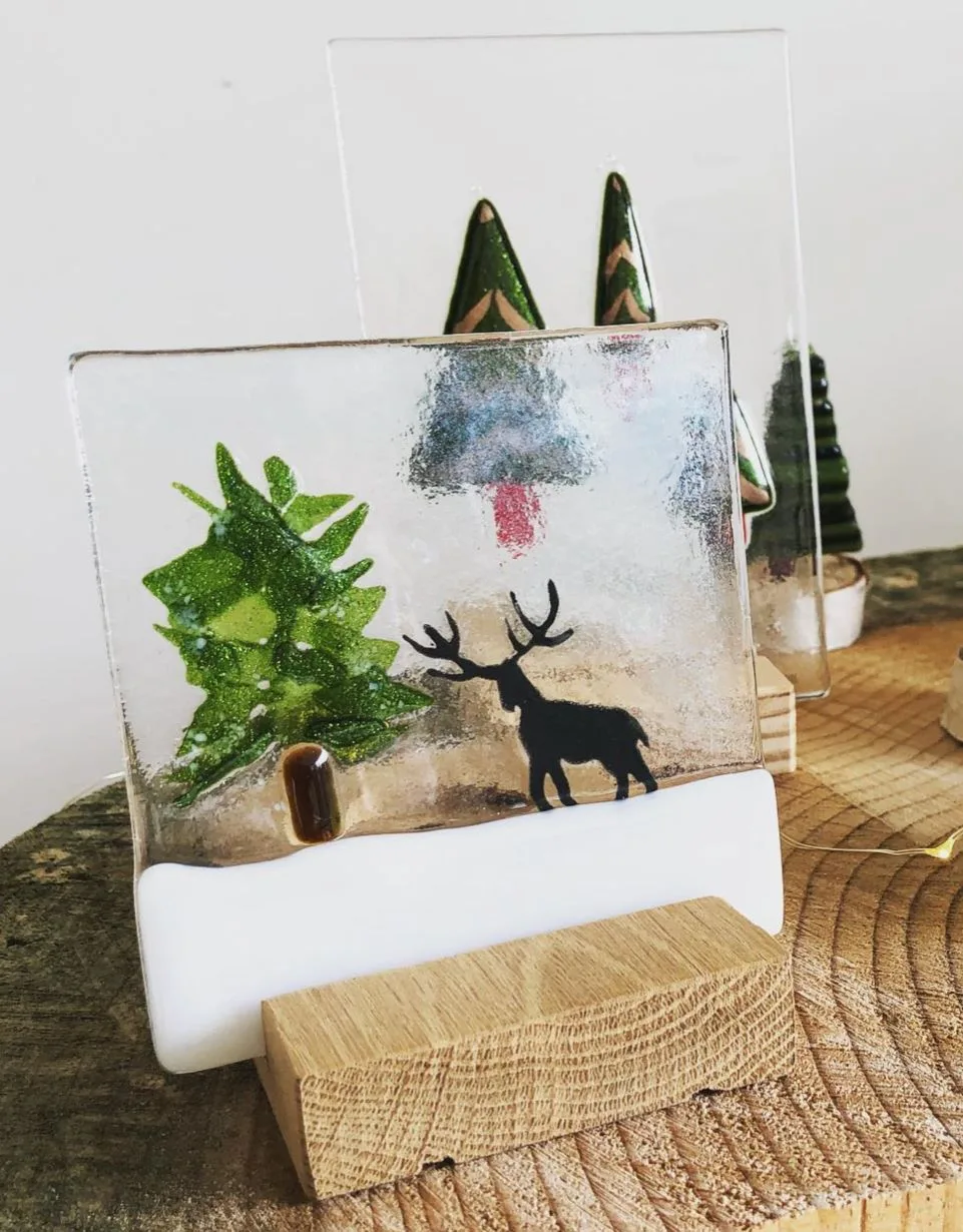 Fused Glass Winter Scene at Studio 4
