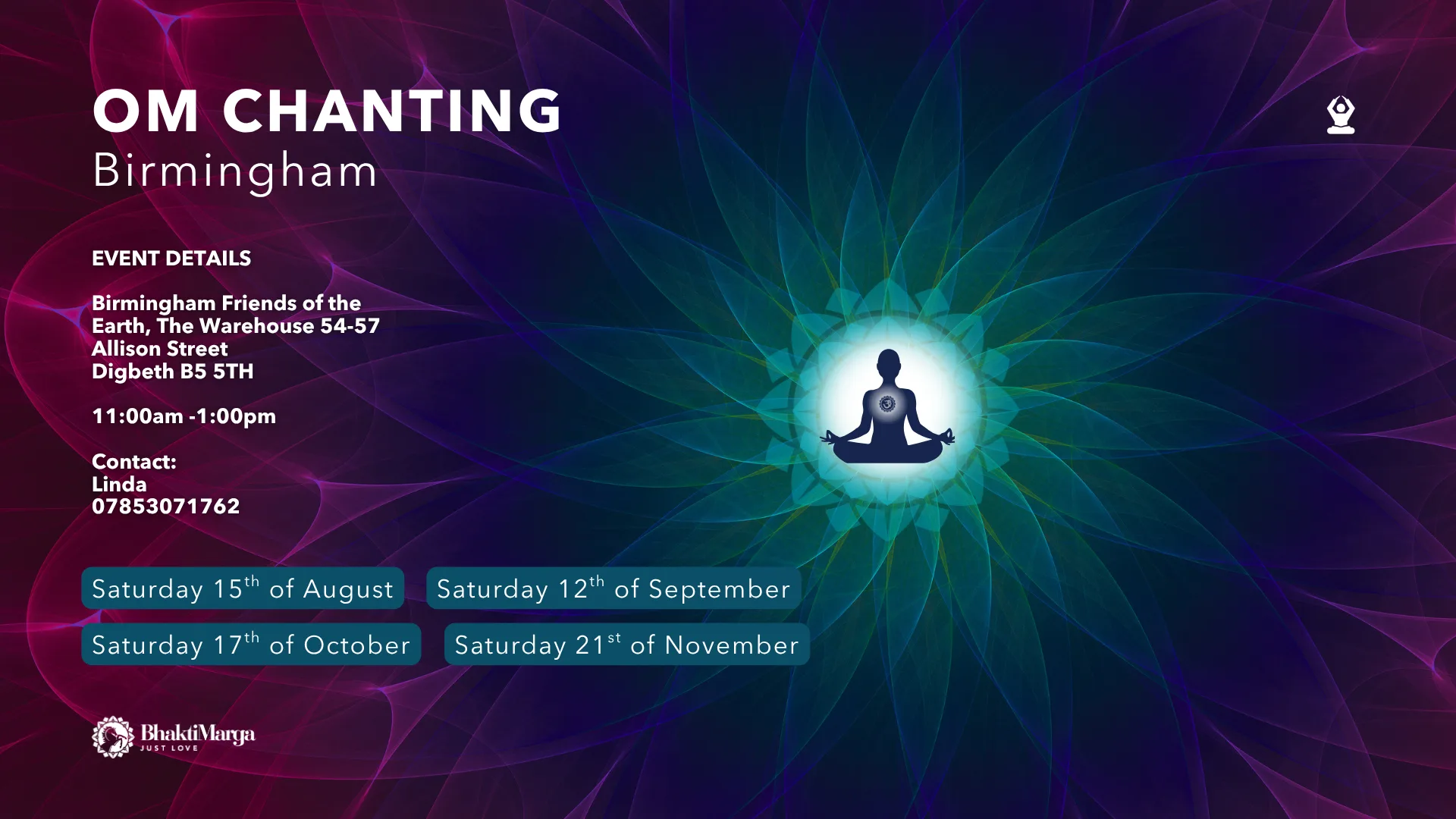 OM CHANTING – BIRMINGHAM at Birmingham Friends of the Earth, The Warehouse