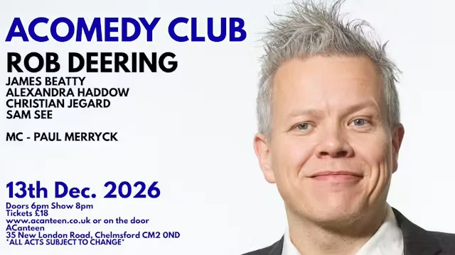 AComedy Club Chelmsford 13th December 2026 at ACANTEEN - BAR, MUSIC VENUE, RESTAUARANT