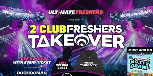 20% OFF EXAM SALE ✅ 24 HOURS ONLY ⏰ FRESHERS TAKEOVER NOTTINGHAM 2026 ⚡️ Official Student Partners with BoohooMAN 👕 Free Hoodie with Every Ticket - Sold Out 15 Years Running! at STEALTH + RESCUE ROOMS, PALAIS + 6 BAR CRAWL VENUES
