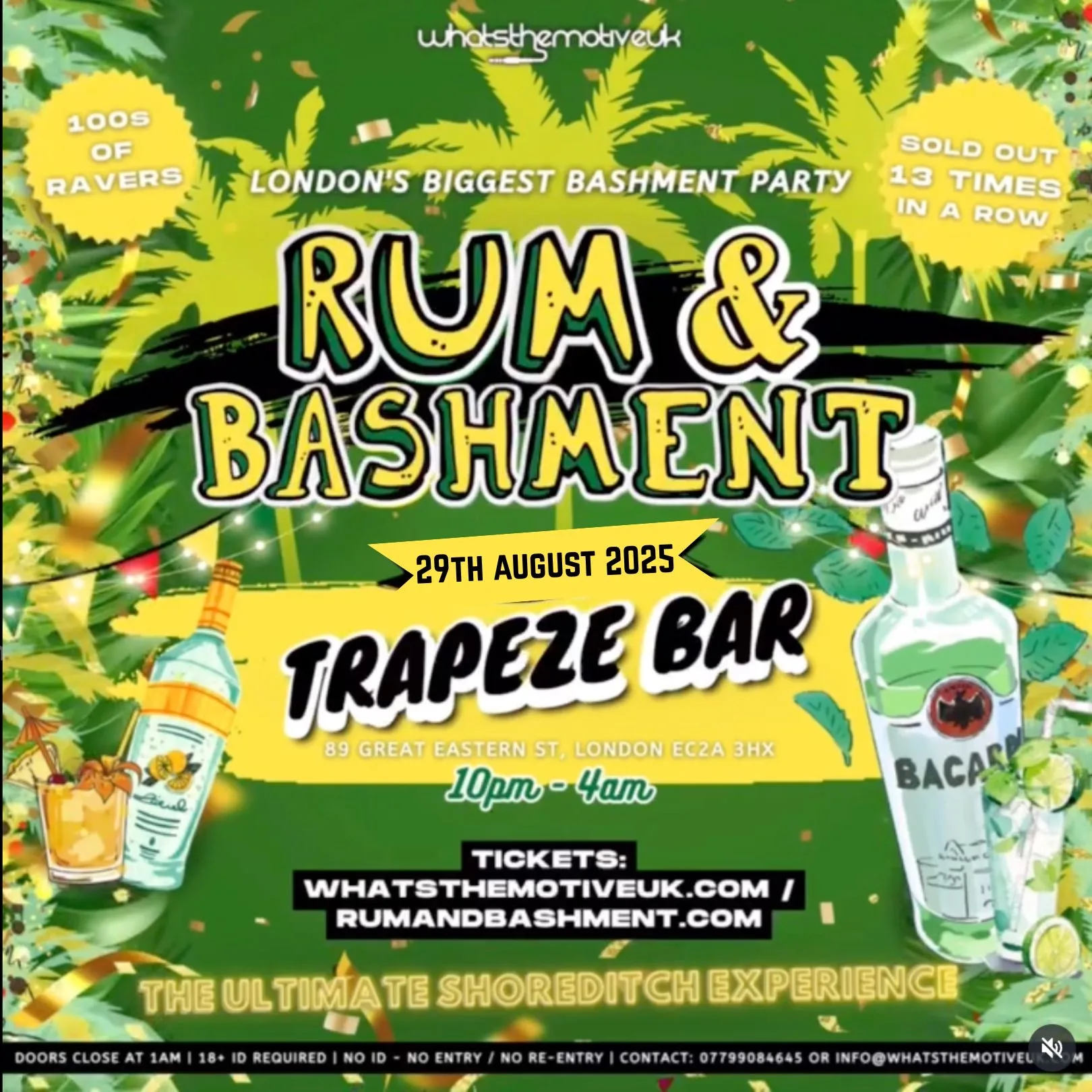 RUM & BASHMENT - London's Wildest Bashment Party (FREE ENTRY BEFORE 12AM) at Trapeze Bar