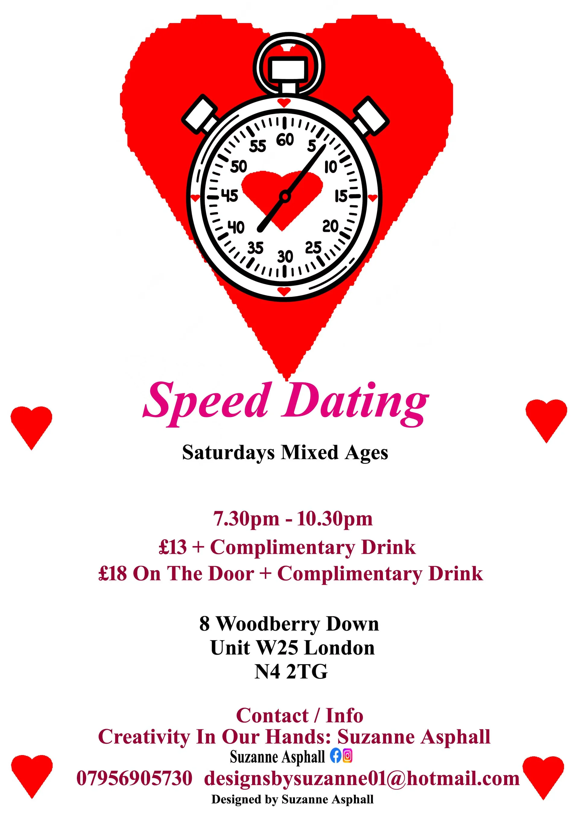 Speed Dating. Mixed Ages. Saturdays. at Creativity In Our Hands: Suzanne Asphall