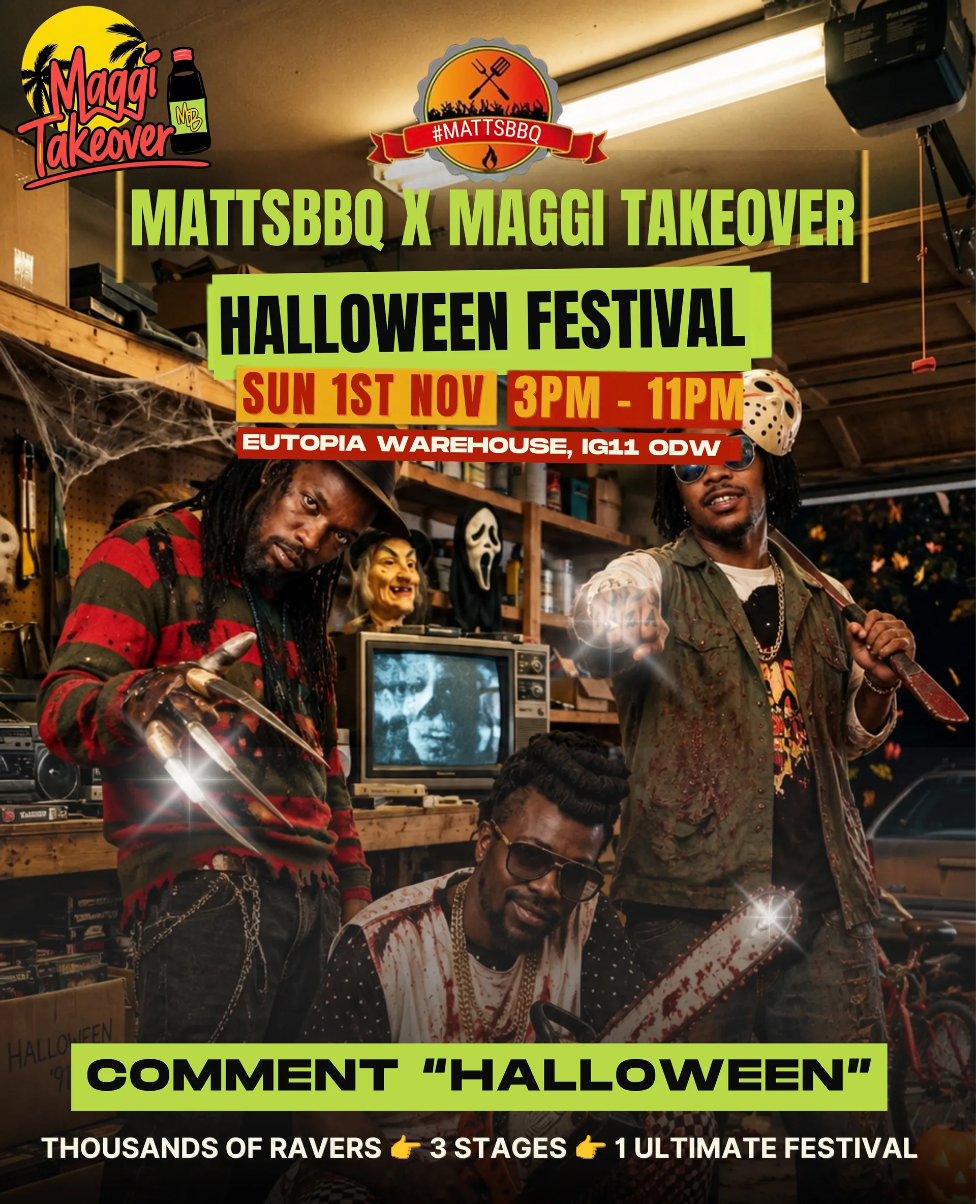 🎃 MATTSBBQ HALLOWEEN FESTIVAL x MAGGI TAKEOVER 🎃 at Eutopia Warehouse