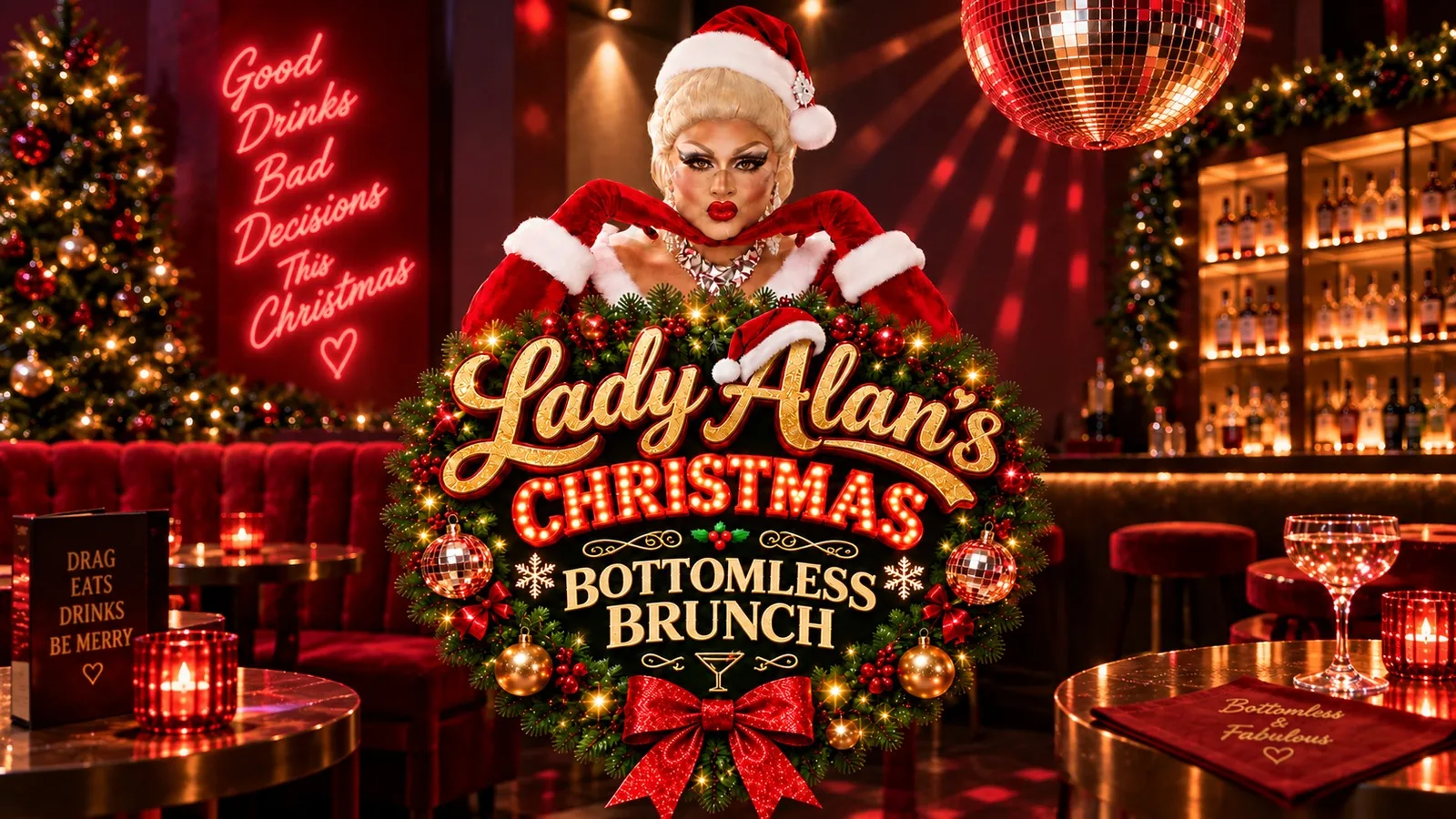 Lady Alan’s Bottomless Xmas Drag Brunch - Sat 19th Dec 2026 at Pride Bar