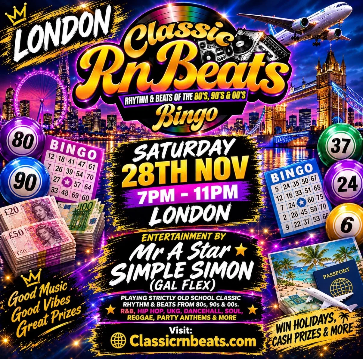Classic RnBeats Old School Bingo Sat 28th Nov
