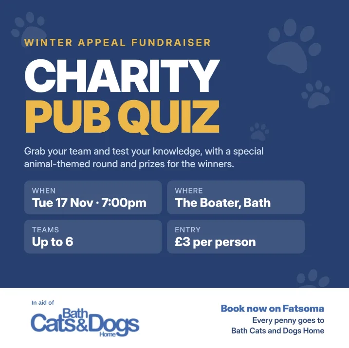 Charity Pub Quiz: In aid of Bath Cats and Dogs Home at The Boater, Bath