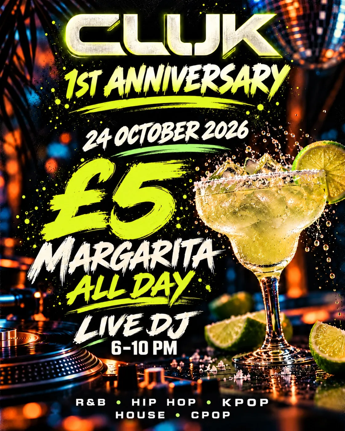 £5 Margaritas All Day & Live DJ