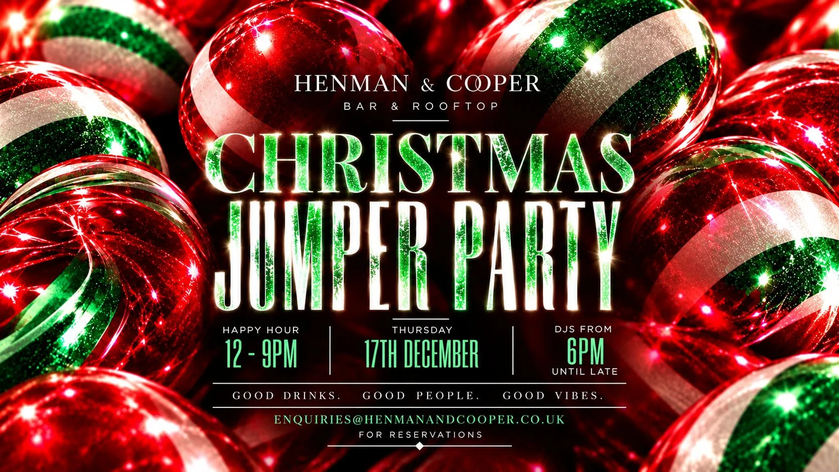 THE CHRISTMAS JUMPER PARTY! - 17TH DECEMBER 2026 BIRMINGHAM at Henman & Cooper