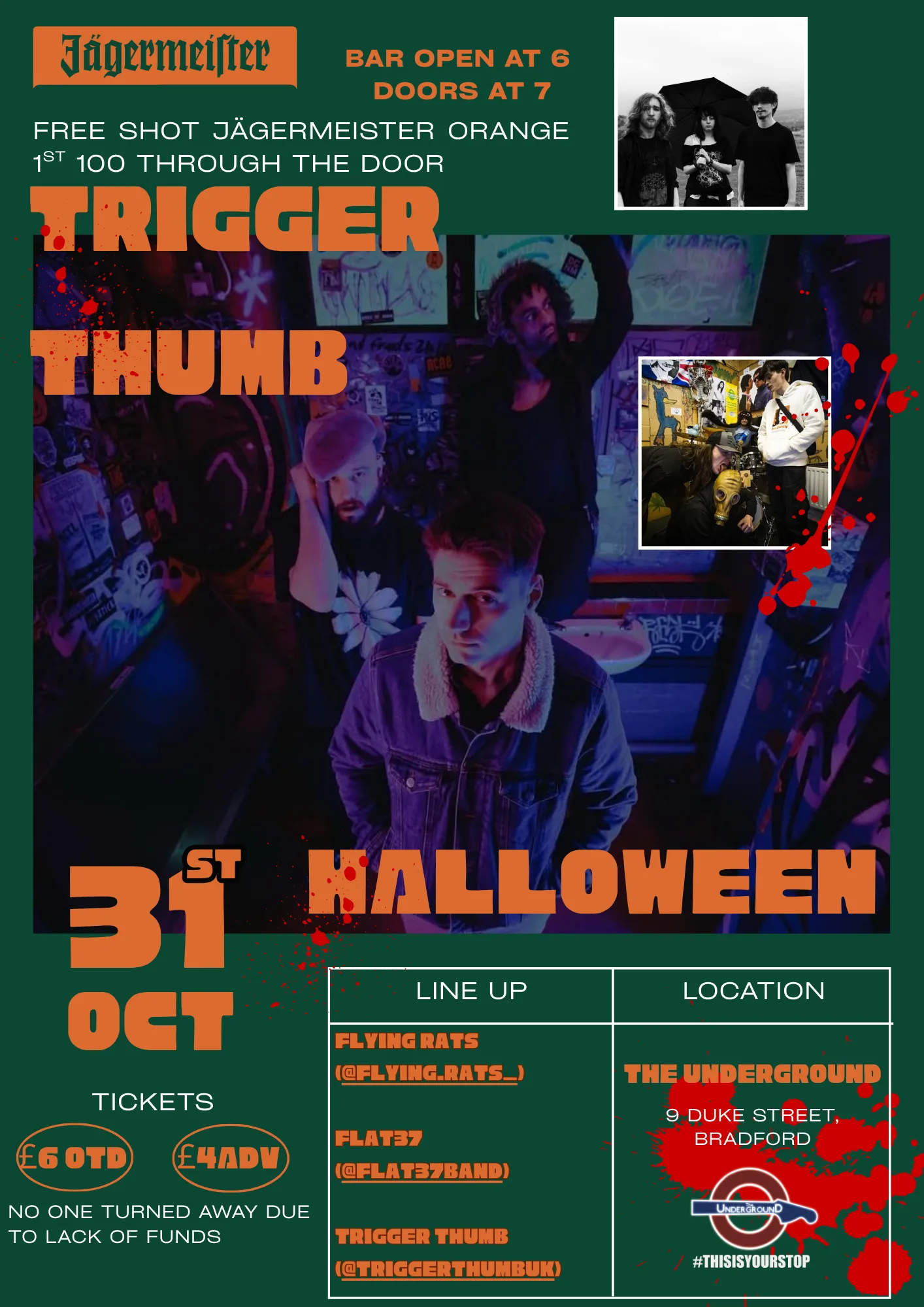 Trigger Thumb // Flying Rats // Flat37 at The Underground in collab with Jagermeister at The Underground