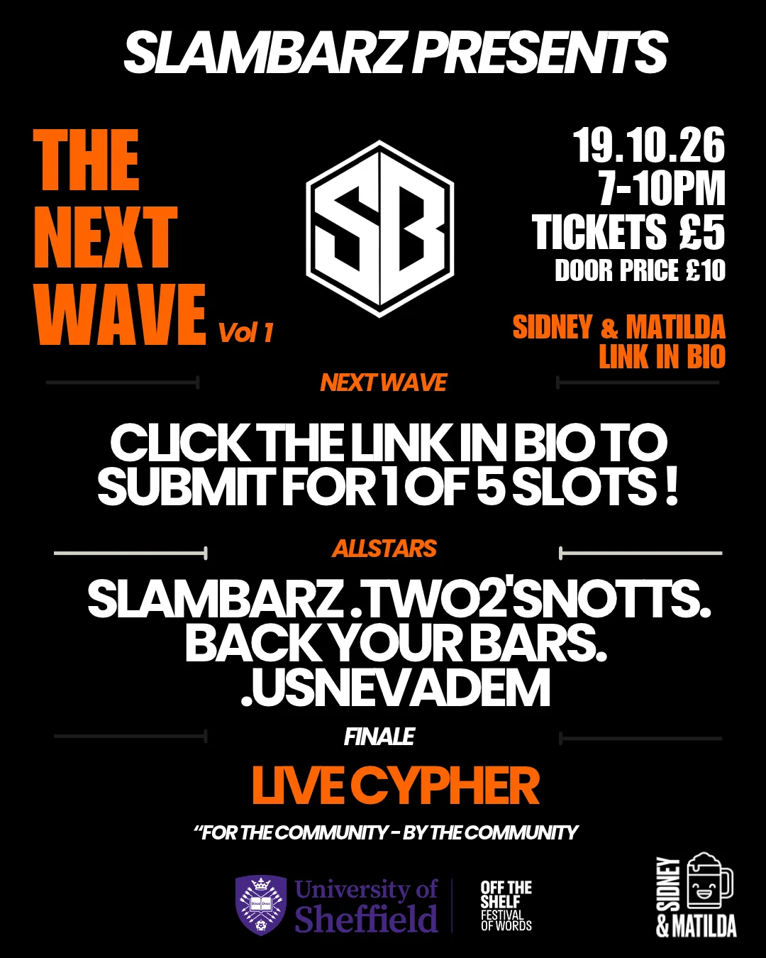 SLAMBARZ PRESENTS: THE NEXT WAVE VOL 1 at Sidney & Matilda