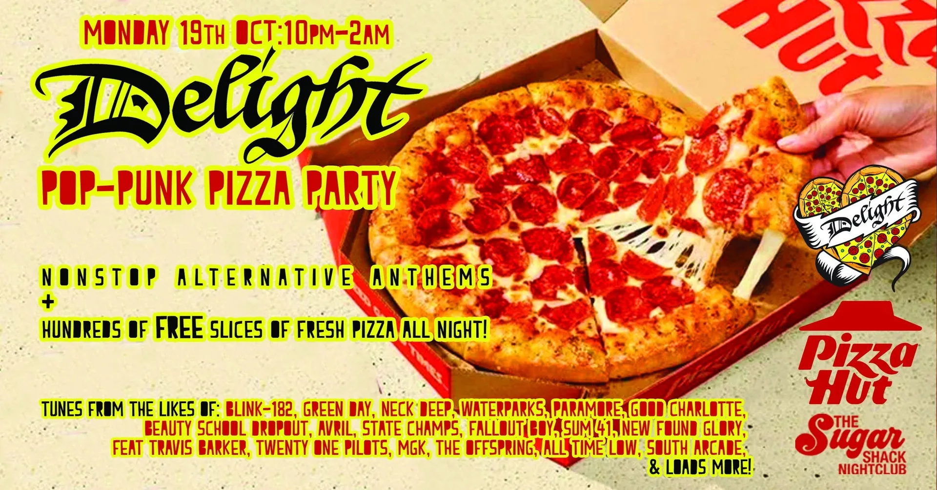 Delight: Pop-punk Pizza-hut party at The Sugar Shack Nightclub