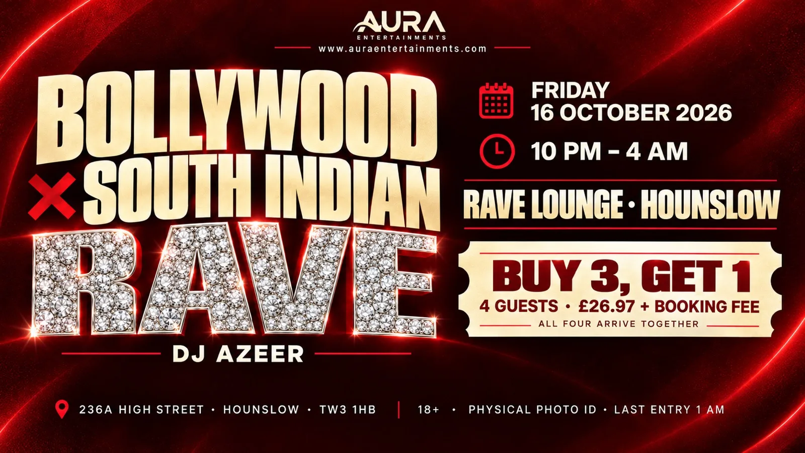 AURA: Bollywood × South Indian Rave | Rave Lounge, Hounslow at Rave Lounge