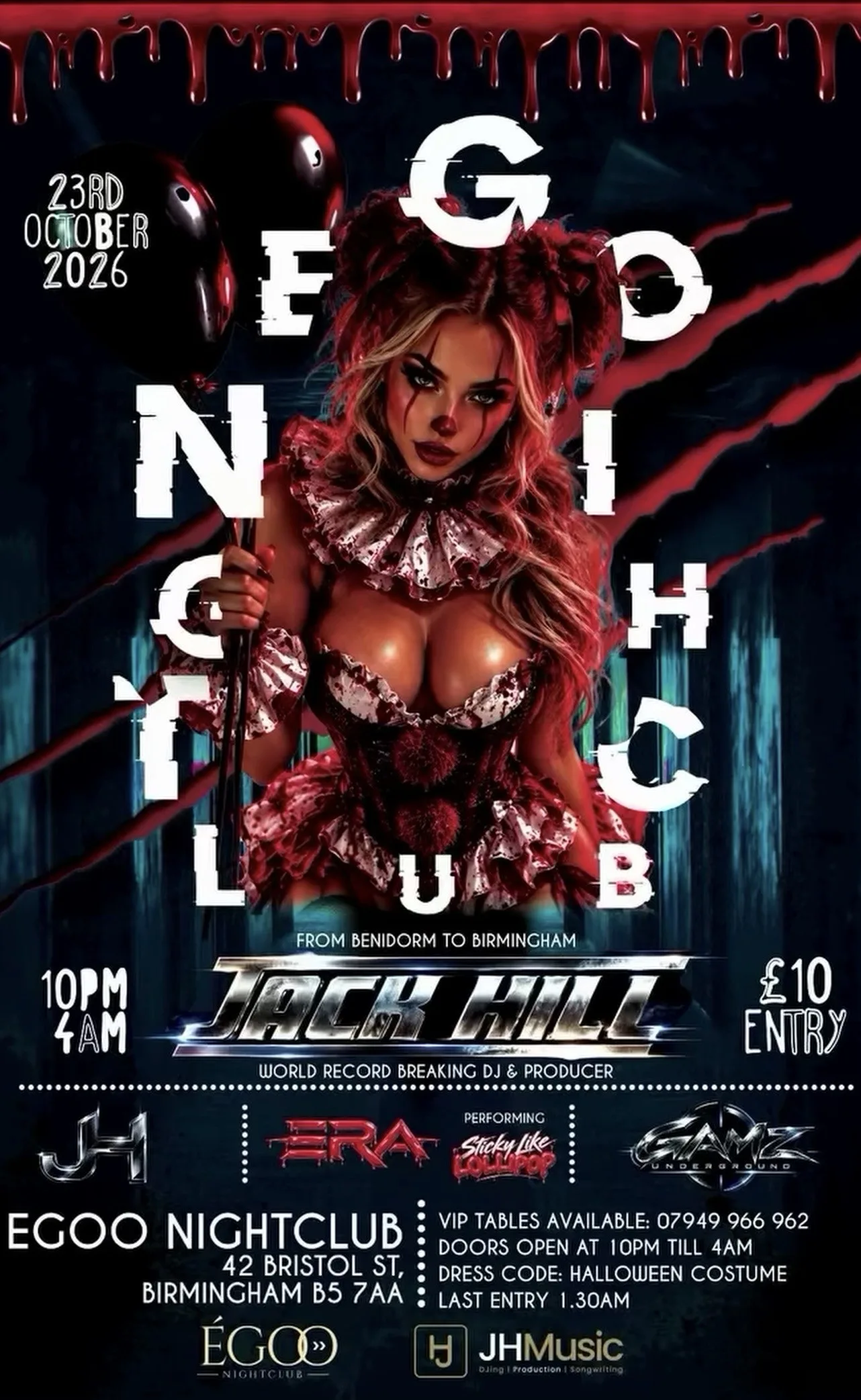 🩸🎃 EGOO HALLOWEEN CLUB NIGHT 2026 🎃🩸- FROM BENIDORM TO BIRMINGHAM - WORLD RECORD-BREAKING DJ & PRODUCER JACK HILL 🎧 at Egoo Bar & Lounge - Exclusive Nighclub