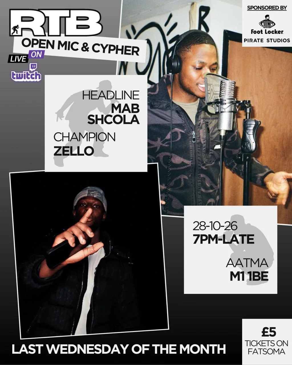RTB Open Mic & Cypher - Mab Shcola Headline & Zello Champion at Aatma
