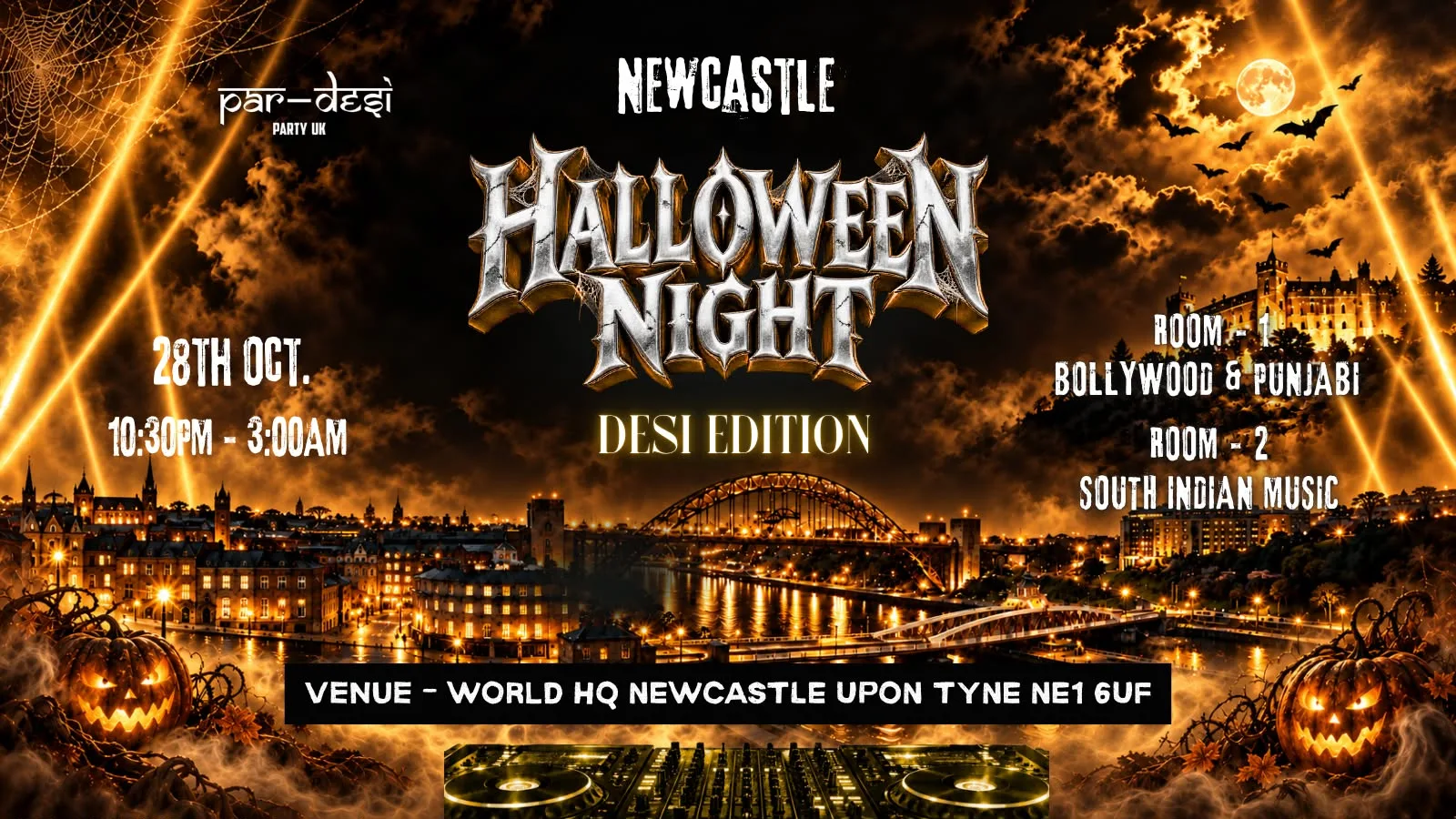 🎃 Newcastle Halloween Night – Desi Edition 👻 at World HQ