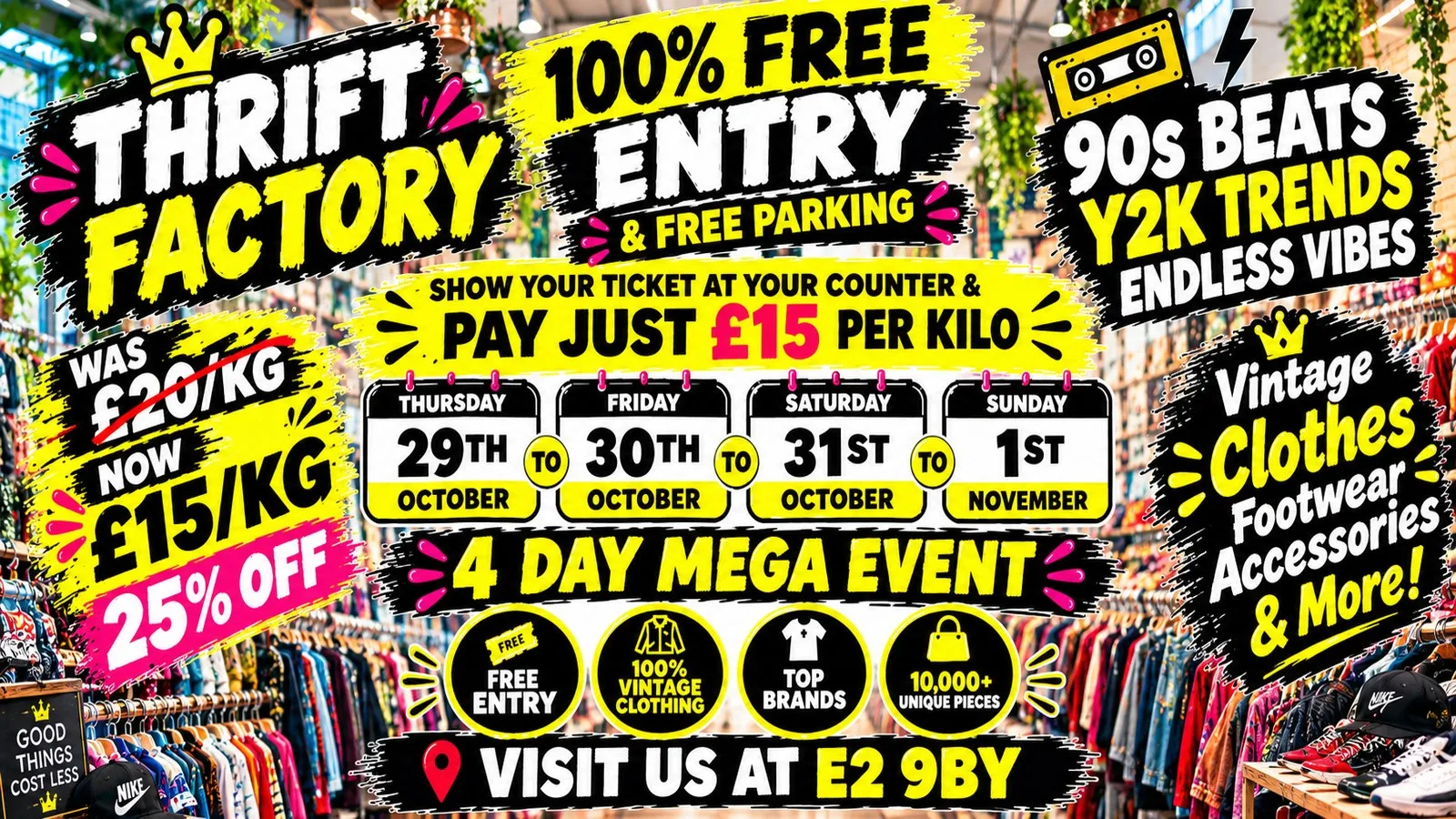Thrift Factory London Vintage Kilo Sale £13/kg | Y2K & 90s Fashion Pop-Up