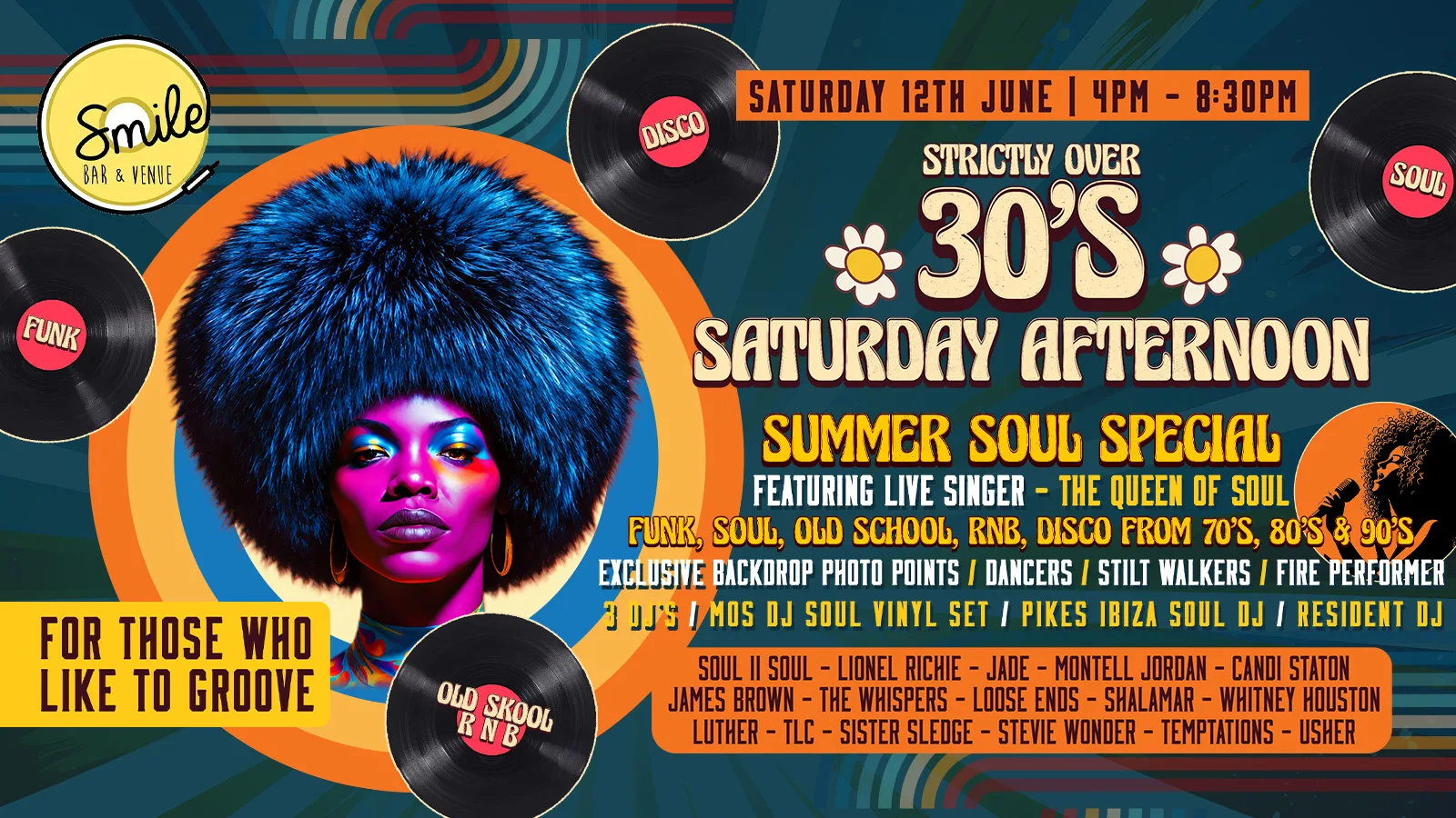 SATURDAY AFTERNOON DISCO SUMMER SOUL SPECIAL at Smile Bar and Venue