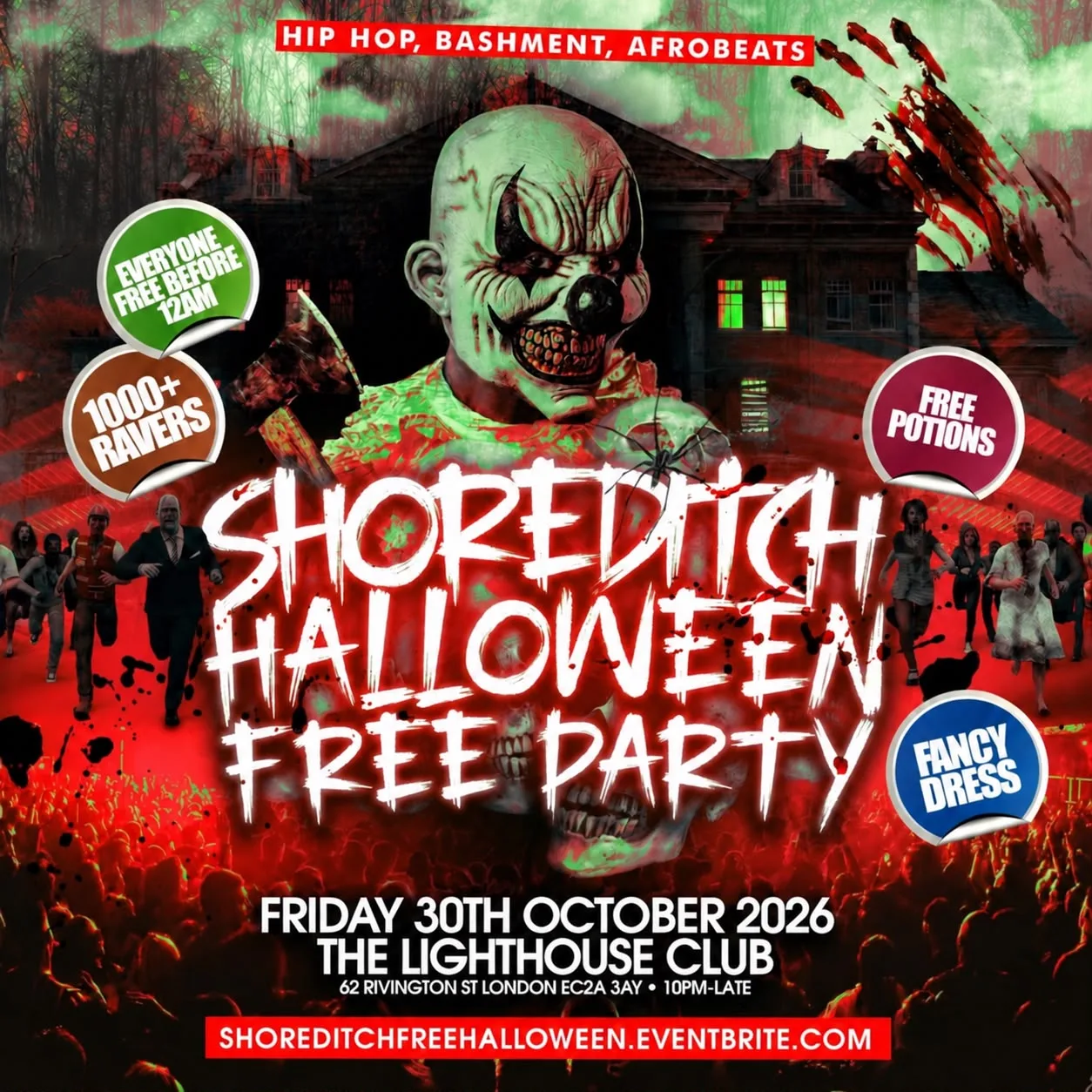 Shoreditch Halloween Free Party- Everyone Free Before 12AM at The Lighthouse Bar and Club