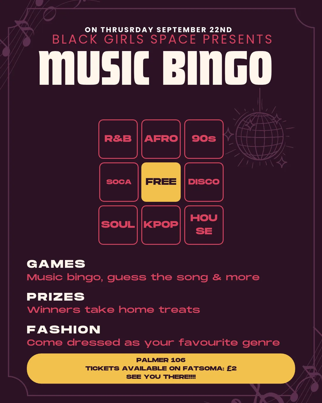 Music Bingo at Palmer 106