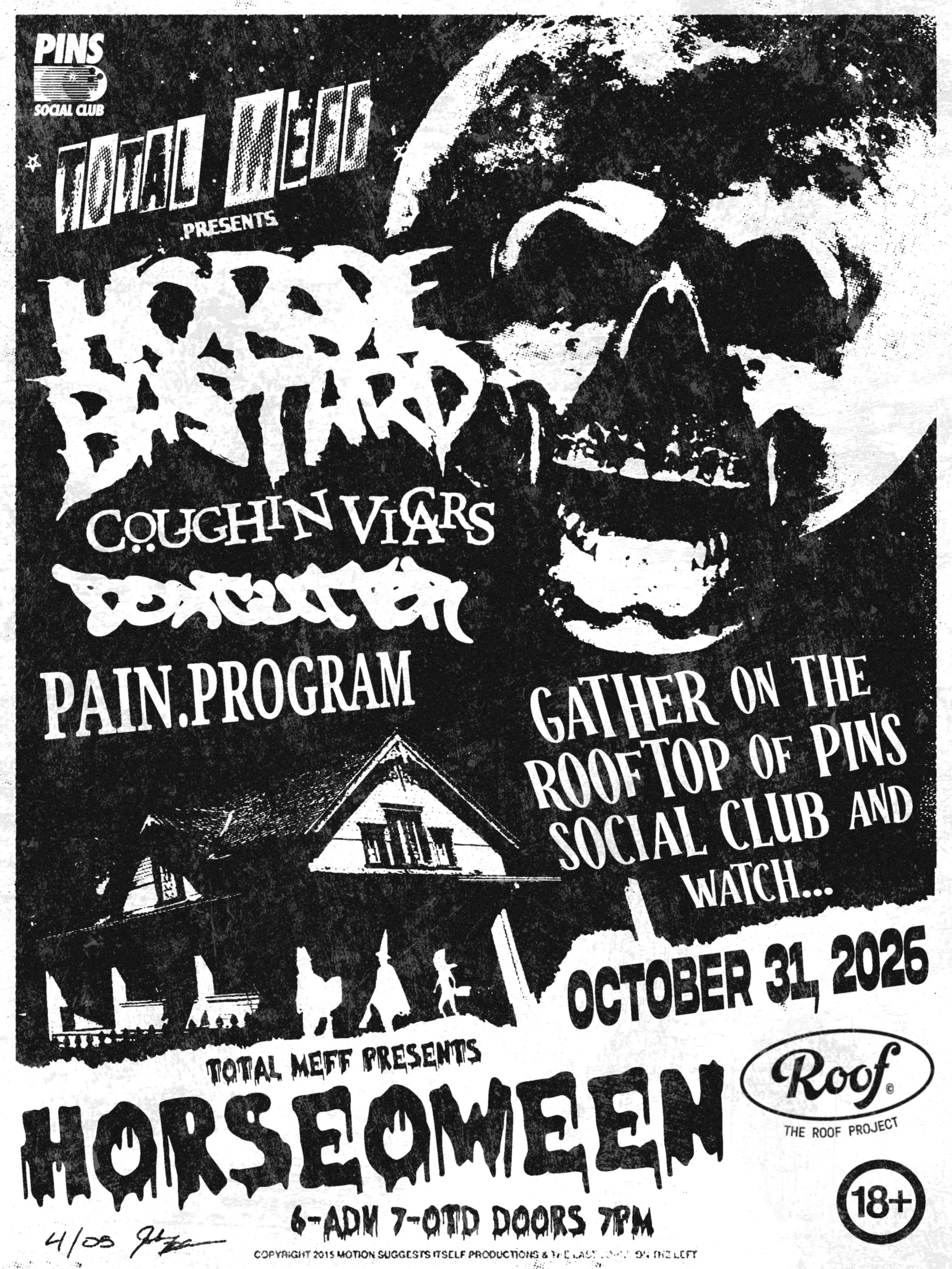 HORSEOWEEN! HORSEBASTARD HALLOWEEN ROOFTOP PARTY at PINS SOCIAL CLUB