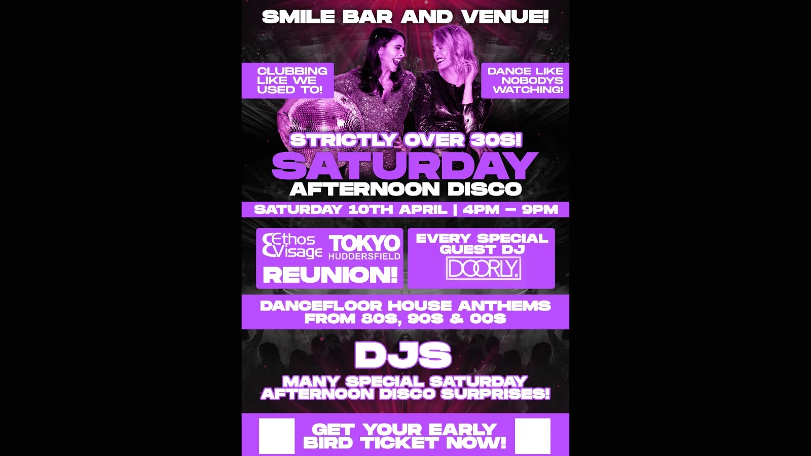 Over 30’s Saturday Afternoon Disco! at Smile Bar and Venue