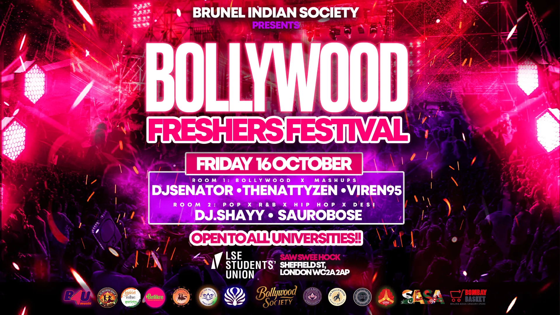 Brunel Indian Society presents Bollywood Freshers Festival (London's Official Bollywood Student Festival) - Friday 16 October at LSE Students' Union