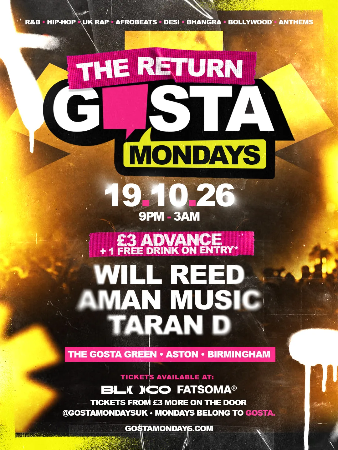 GOSTA MONDAYS - THE RETURN - 19.10.26 at The Gosta Green