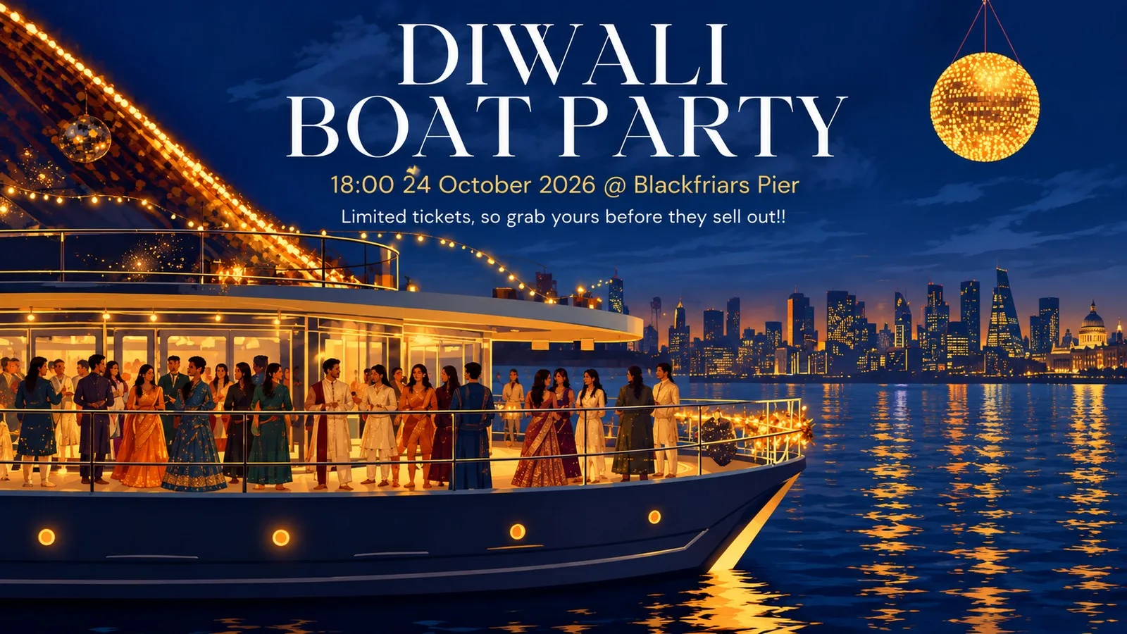 KCL India Society Diwali Boat Party 2026! at Blackfriars Pier