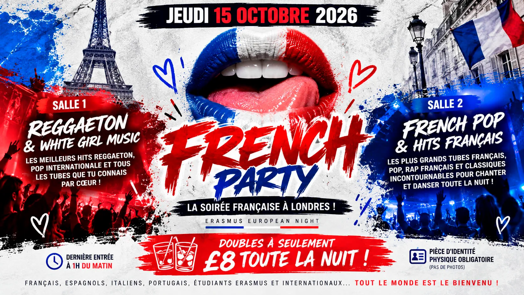 🇫🇷 FRENCH PARTY — EURASMUS EUROPEAN NIGHT 🇪🇺 🇫🇷 LA SOIRÉE FRANÇAISE À LONDRES ! 🇫🇷  French Music + White Girl Music & Reggaeton 🔥 JEUDI 15 OCTOBRE — SWAY BAR at Sway Bar