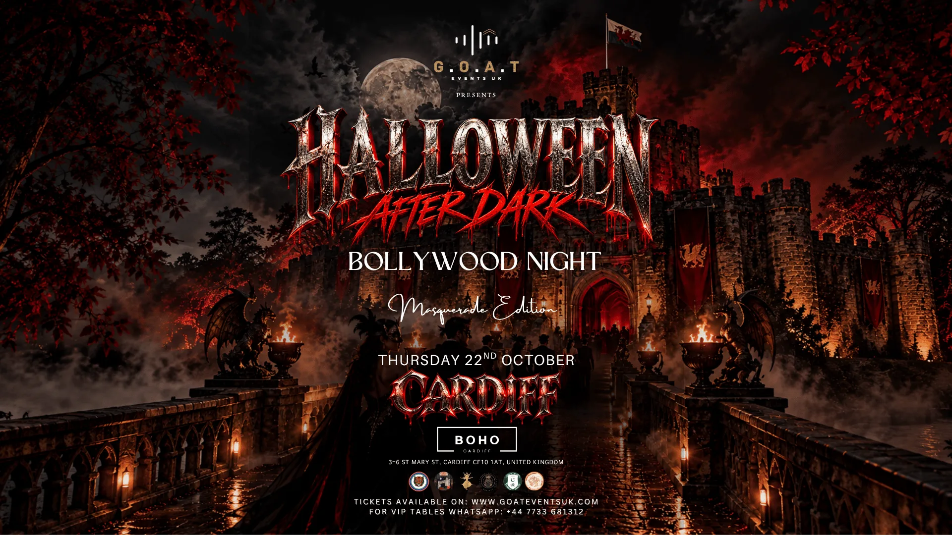 Cardiff’s Exclusive Halloween Bollywood Night | HALLOWEEN AFTER DARK 🎭 — Masquerade Edition | 22nd OCTOBER at Boho Cardiff