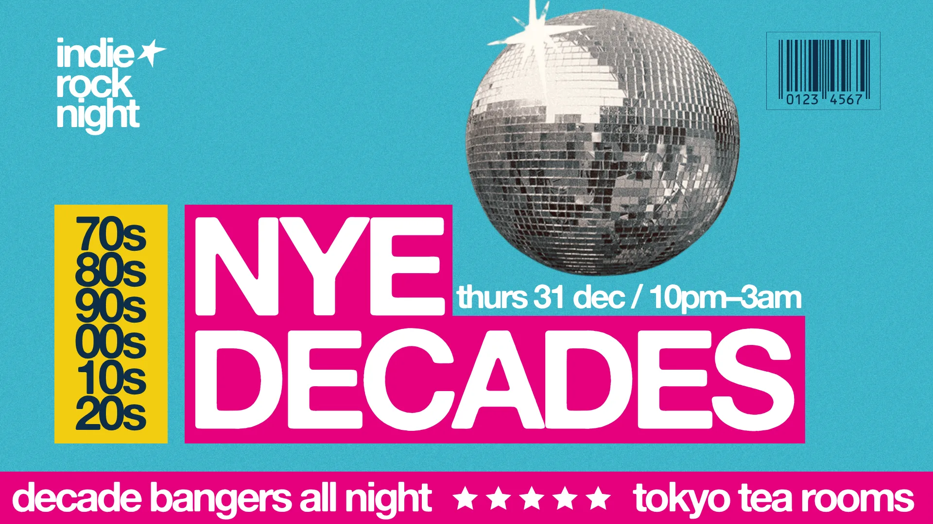 Indie Rock Night ∙ NYE DECADES | Canterbury New Years Eve Party at Tokyo Tea Rooms