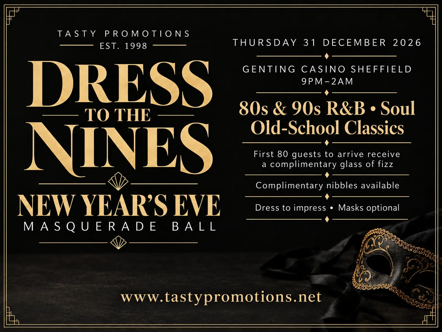 DRESS TO THE NINES — NEW YEAR’S EVE MASQUERADE BALL