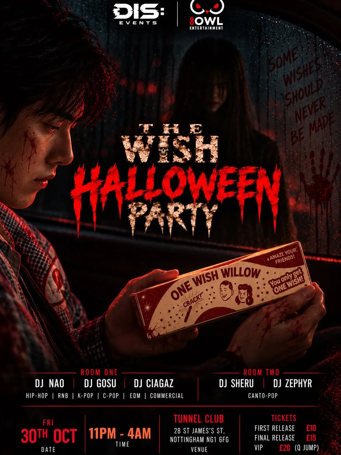 NOTTINGHAM Halloween Party: GO OWL x DIS:Events x UON ABCAUS Presents: THE WISH | Tickets from £10 | 30/10/26 at NG-ONE