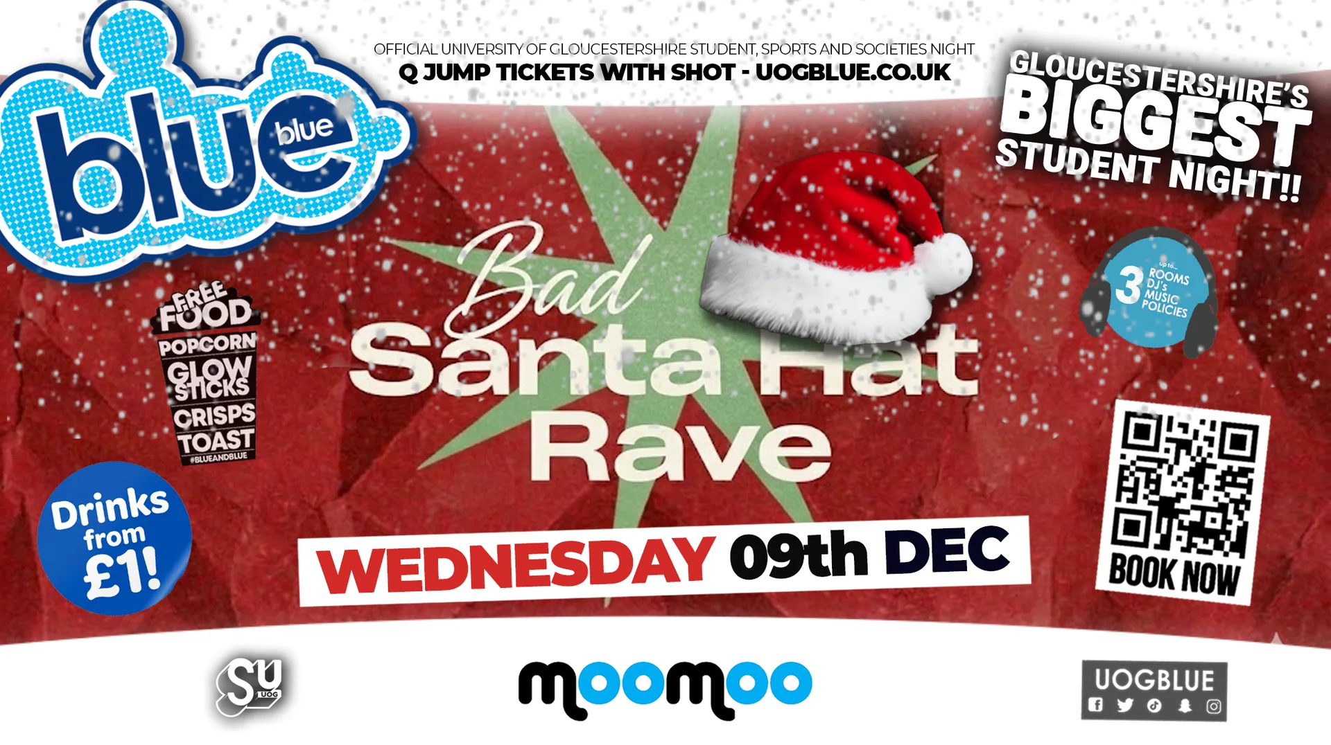 Blue & Blue | SANTA HAT RAVE! 🎅🏻 GLOUCESTERSHIRE'S BIGGEST STUDENT NIGHT 💙🩵 £1 Drinks ALL NIGHT!
