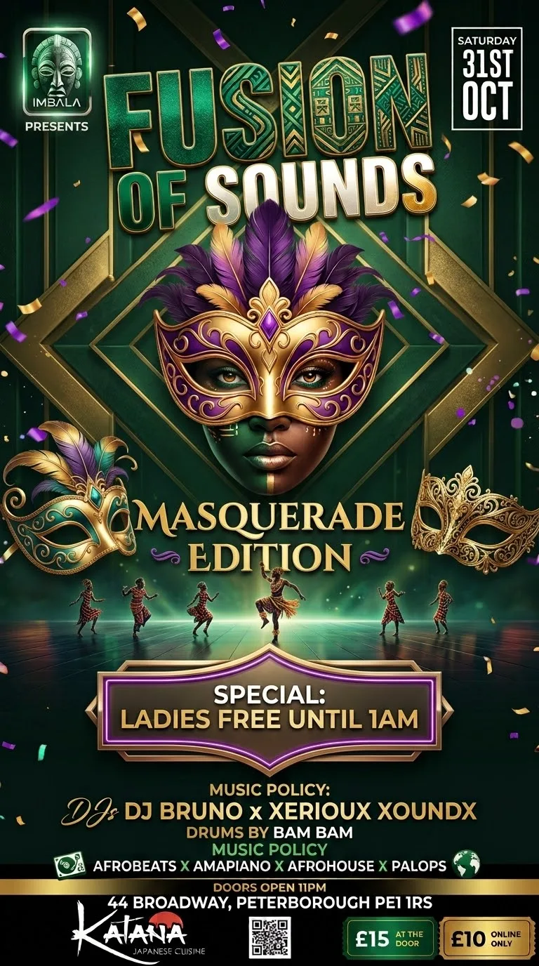FUSION OF SOUNDS -MASQUERADE SPECIAL at Katana Peterborough