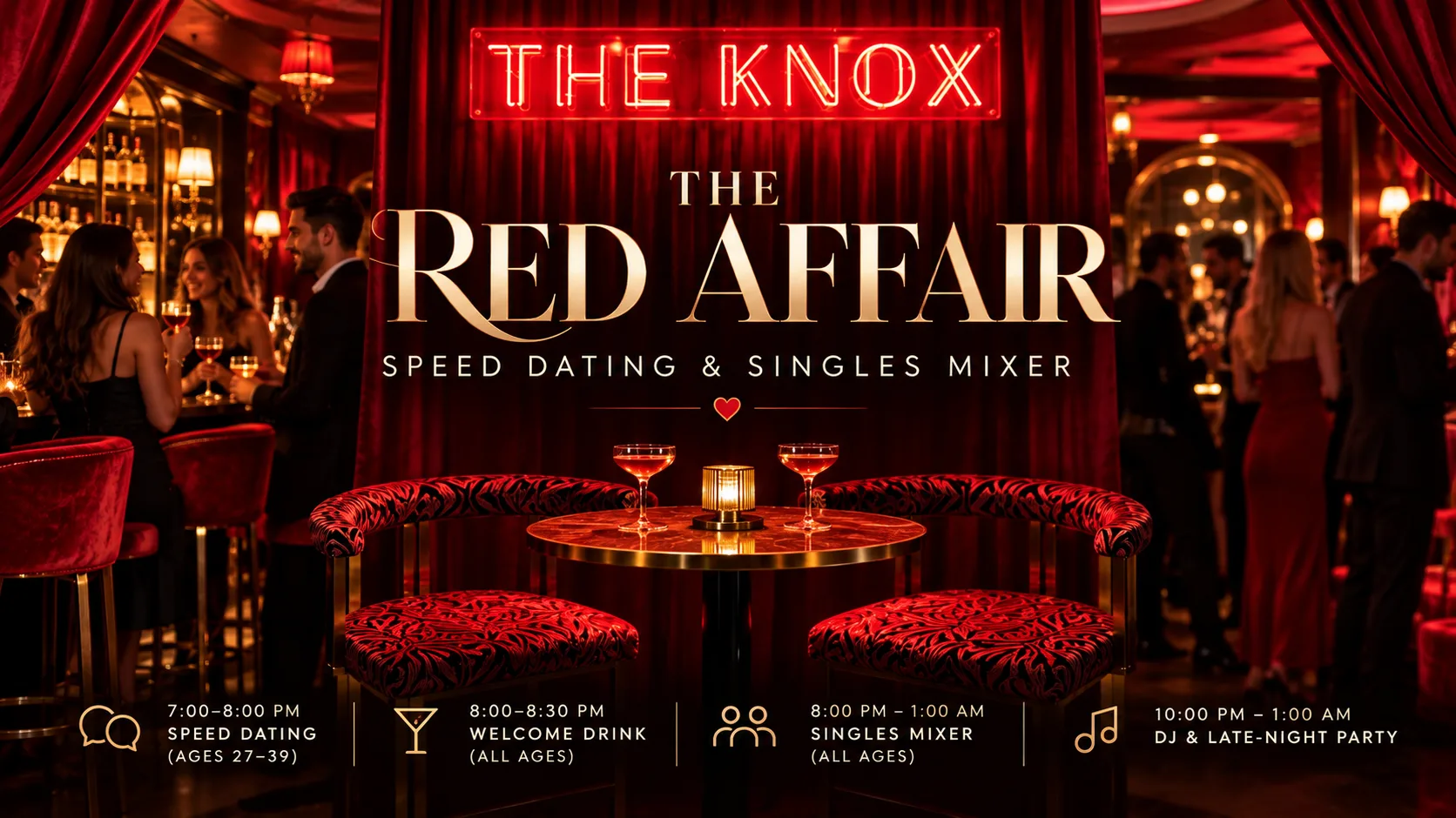 The Red Affair: Speed Dating & Singles Mixer ❤️🥂 at The Knox