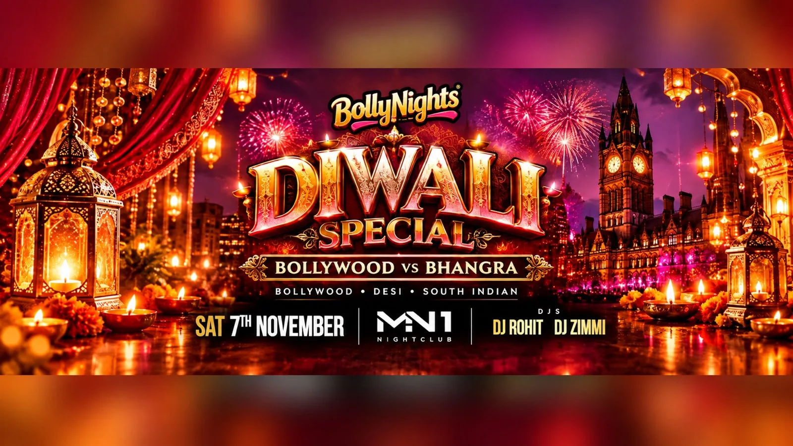 Bollynights x Desi MCR Manchester | Bollywood VS Bhangra Bank Diwali Special | Saturday 7th November| MN1 at MN1 Manchester