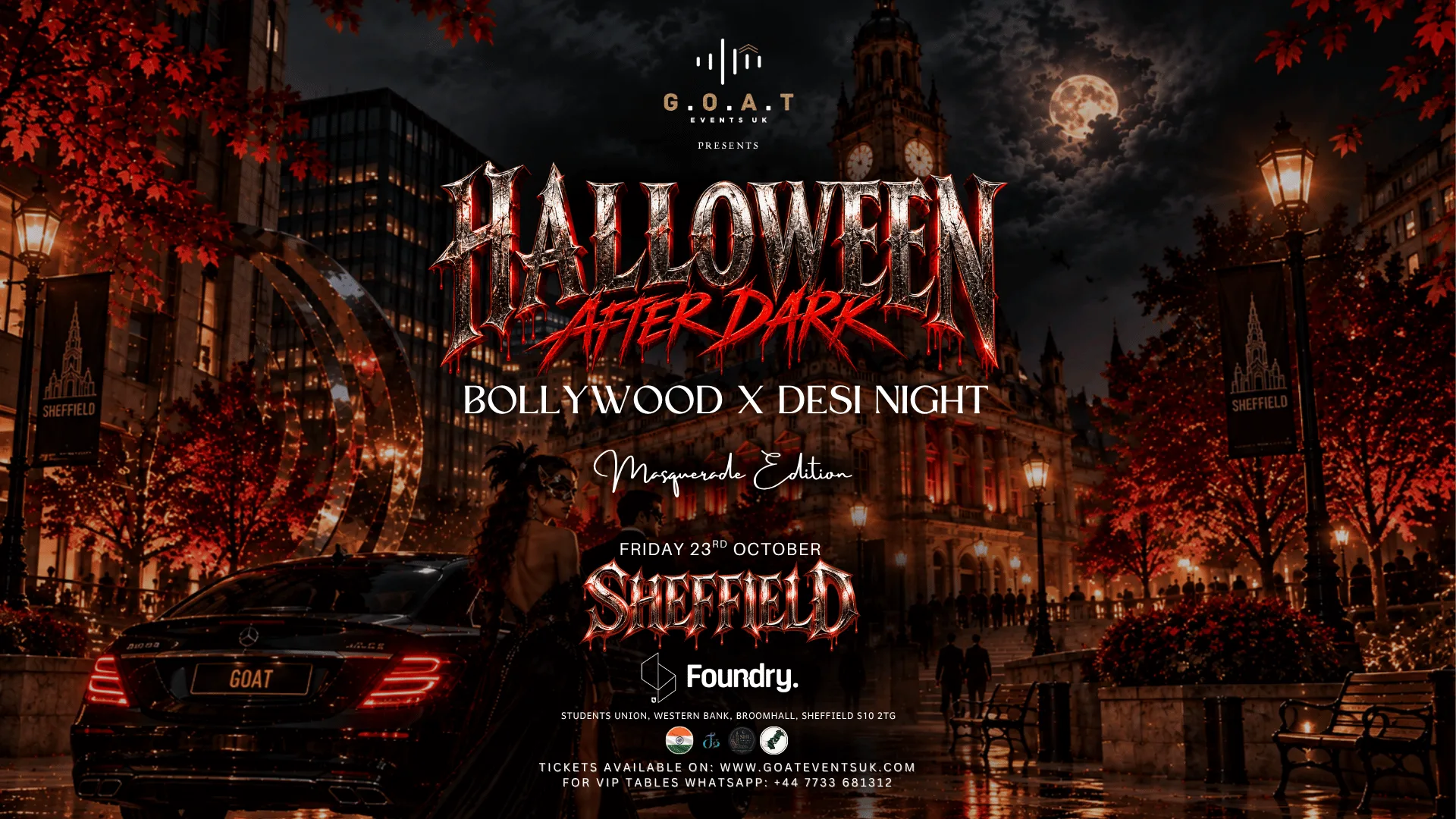 Sheffield's Biggest Halloween Bollywood X Desi Night | HALLOWEEN AFTER DARK 🎭 — Masquerade Edition | 23rd OCTOBER at Foundry