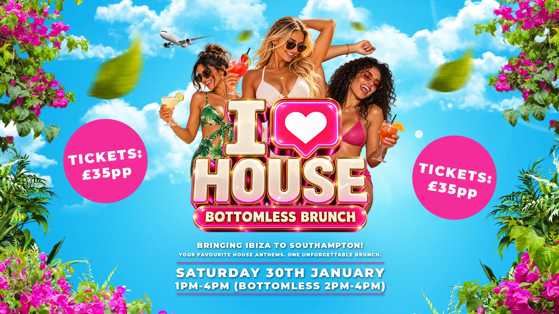 🌴🍹 I ❤️ HOUSE BOTTOMLESS BRUNCH 🍹🌴 at Medbar Southampton