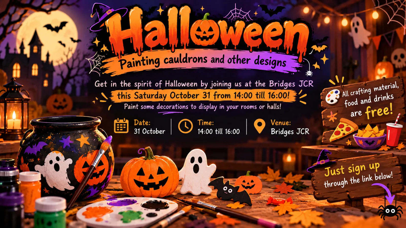 Halloween - Painting cauldrons and other designs at Bridges Hall