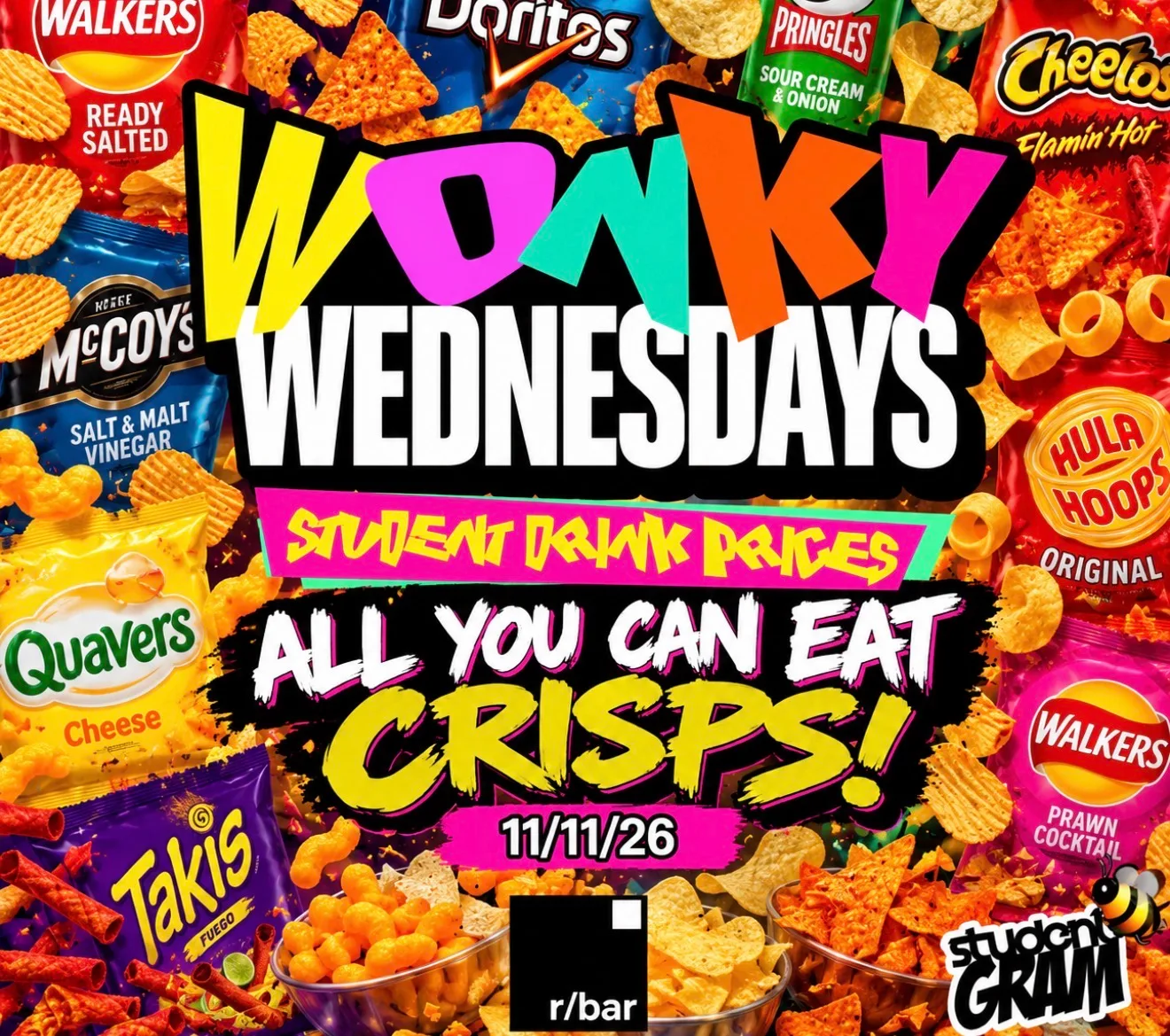 ✭ WonKy Wednesday's ✭ ..All You Can Eat Crisps! ✭ 11/11/26 ✭ @ R/Bar at R/Bar